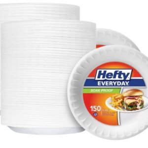 Hefty Everyday Soak-Proof Foam Plates, White, 9 Inch, 150 Count